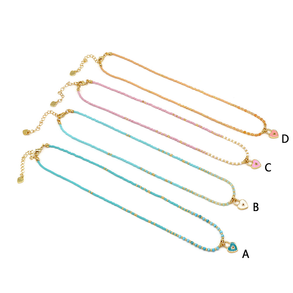 Handmade Customizable Miyuki Beads Necklace With Enamel Pendant