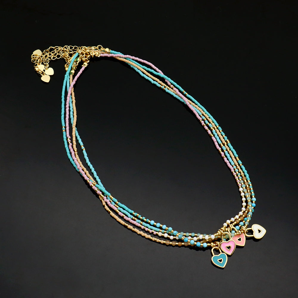 Handmade Customizable Miyuki Beads Necklace With Enamel Pendant