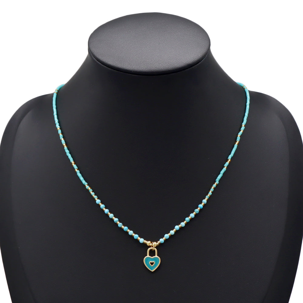 Handmade Customizable Miyuki Beads Necklace With Enamel Pendant