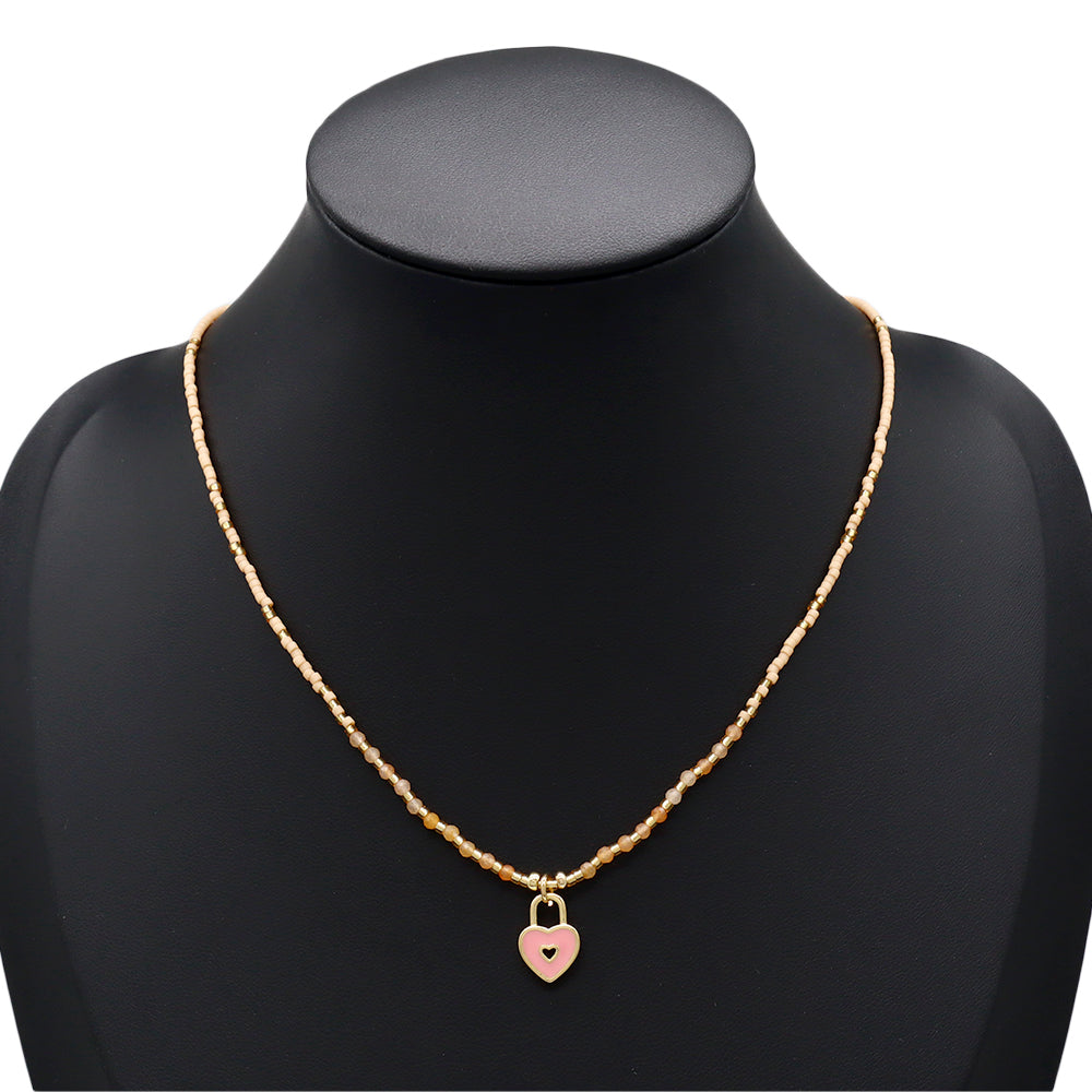 Handmade Customizable Miyuki Beads Necklace With Enamel Pendant