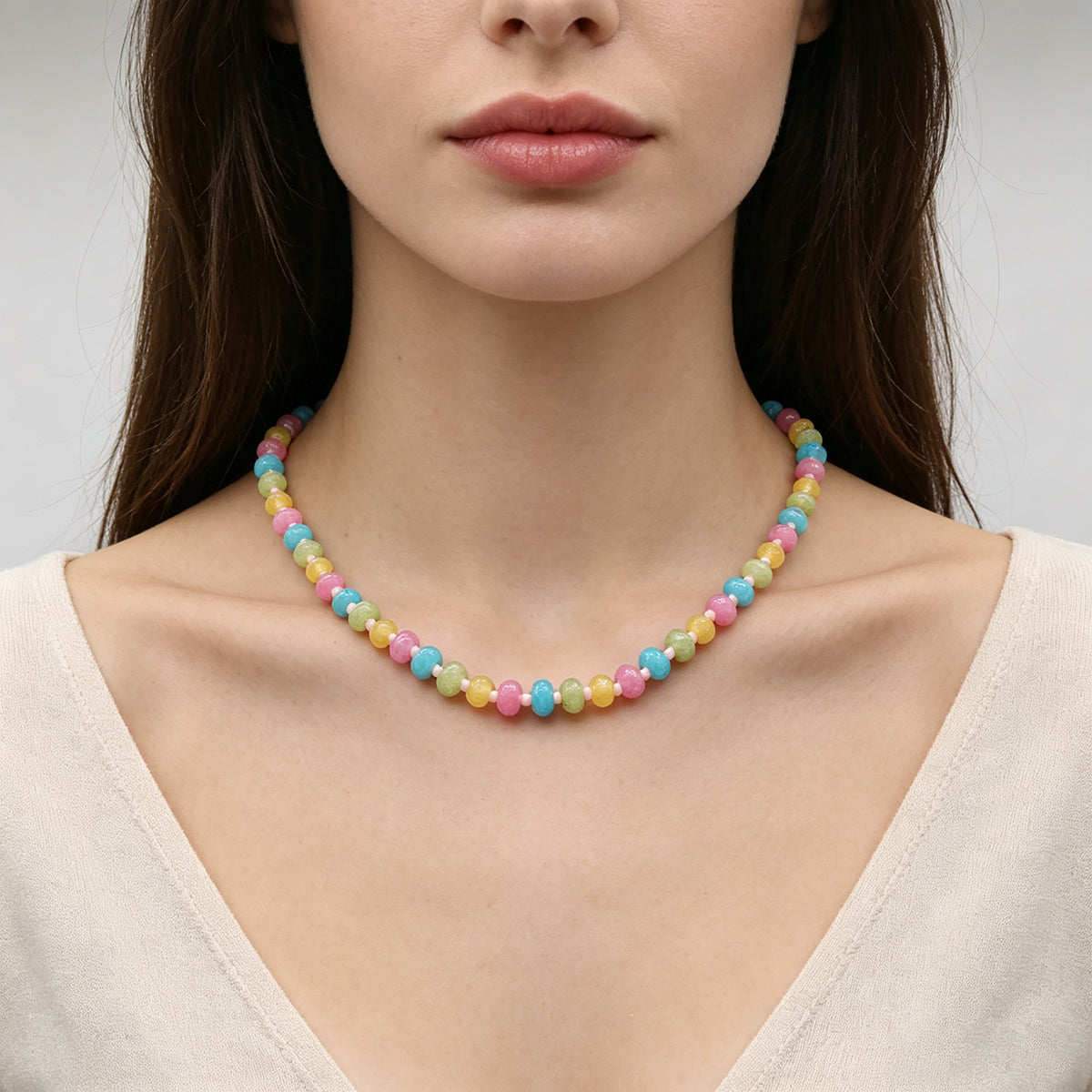 Handmade Customizable Natural Stone Beads Necklace