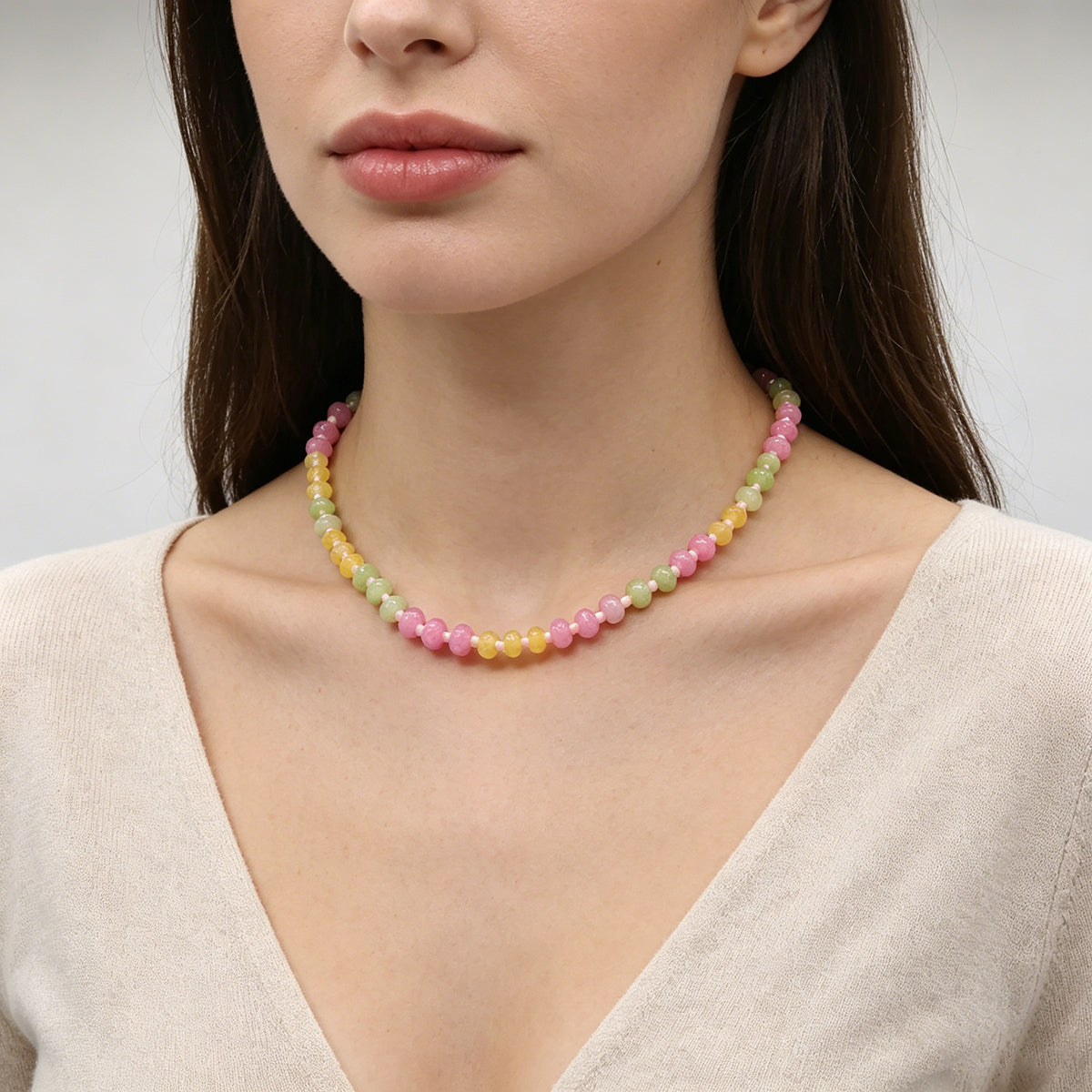 Handmade Customizable Natural Stone Beads Necklace