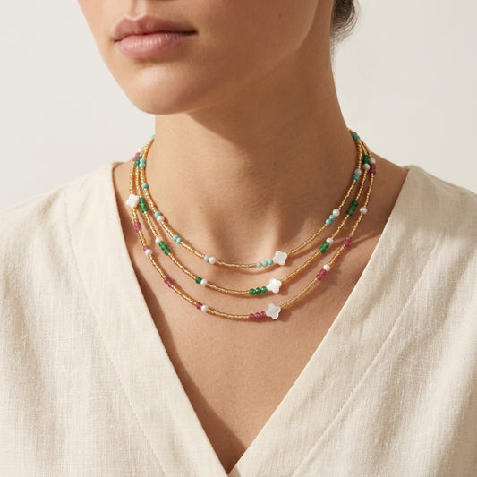 Handmade Customizable Miyuki Beads Necklace With Natural Stone Beads Fresh Water Pearl Shell Charm