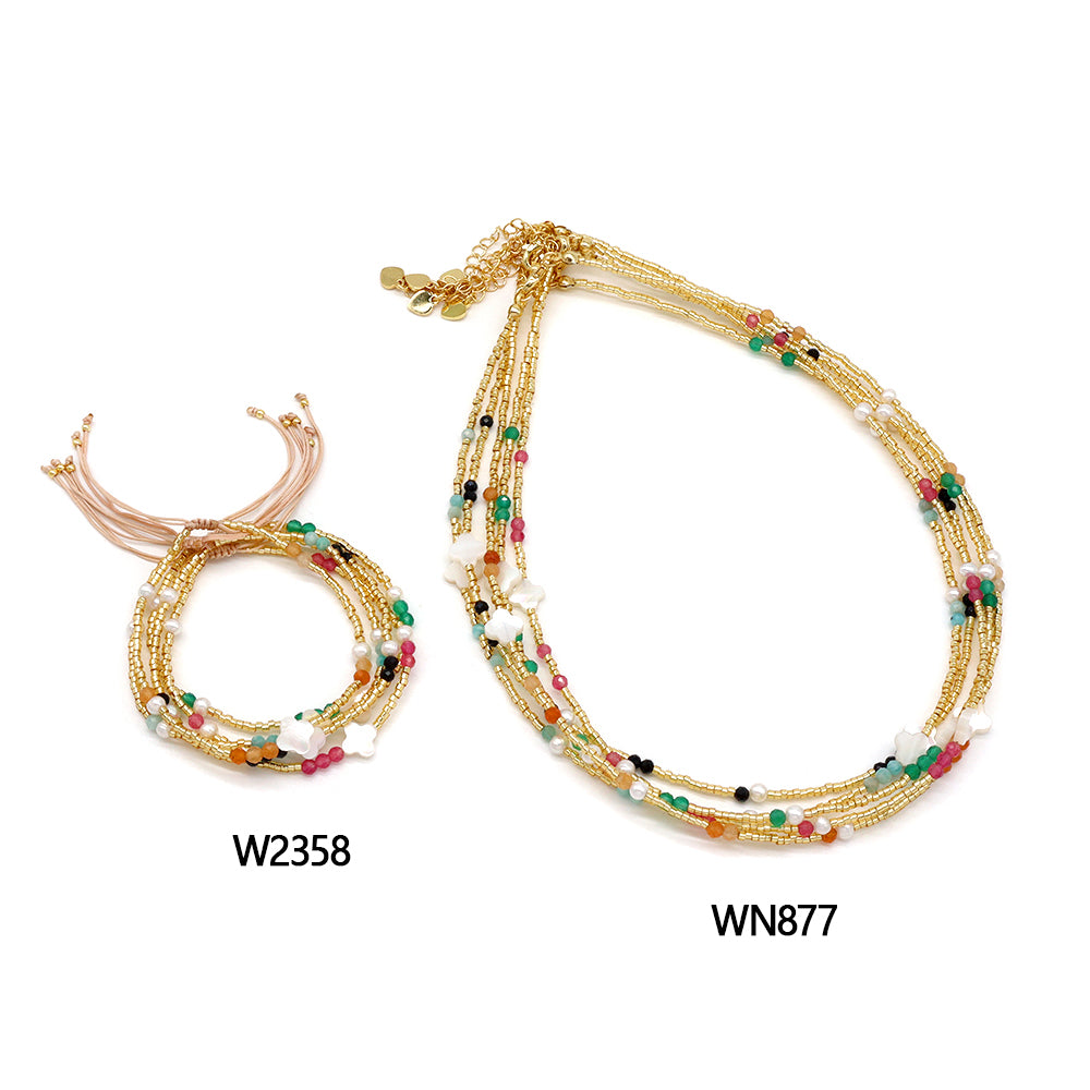 Handmade Customizable Miyuki Beads Necklace With Natural Stone Beads Fresh Water Pearl Shell Charm