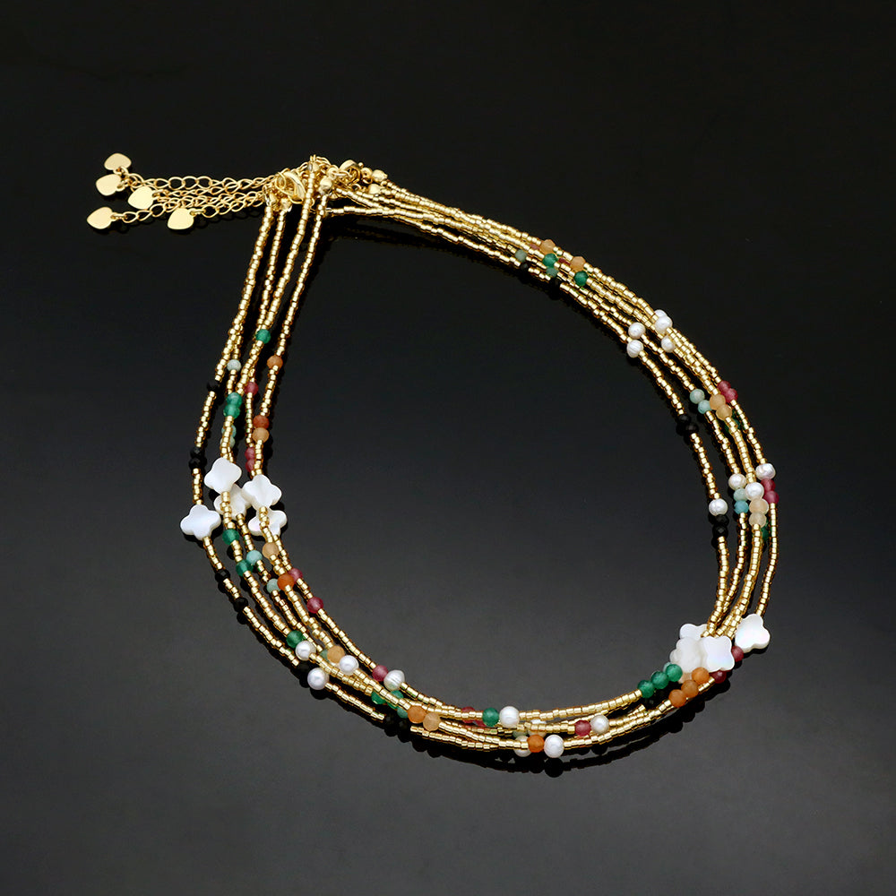 Handmade Customizable Miyuki Beads Necklace With Natural Stone Beads Fresh Water Pearl Shell Charm