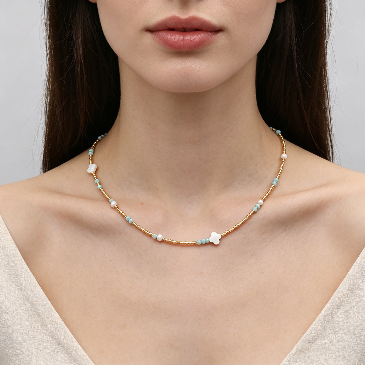 Handmade Customizable Miyuki Beads Necklace With Natural Stone Beads Fresh Water Pearl Shell Charm