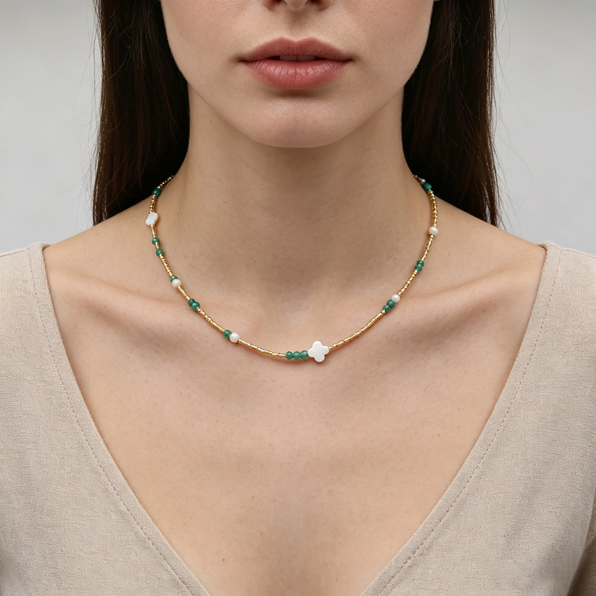 Handmade Customizable Miyuki Beads Necklace With Natural Stone Beads Fresh Water Pearl Shell Charm