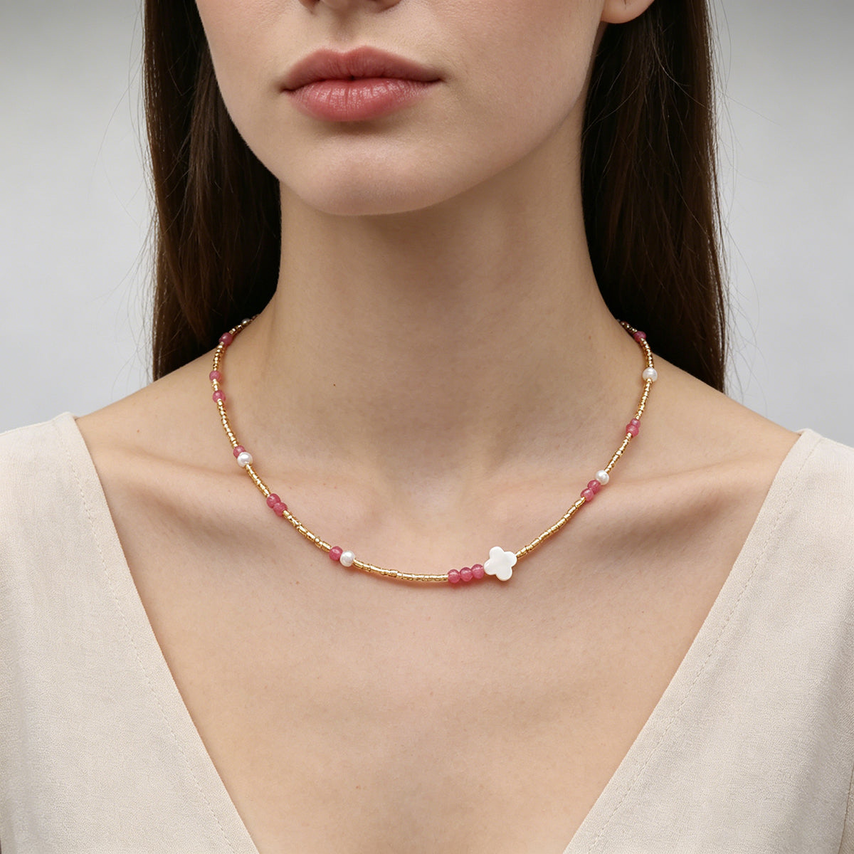 Handmade Customizable Miyuki Beads Necklace With Natural Stone Beads Fresh Water Pearl Shell Charm