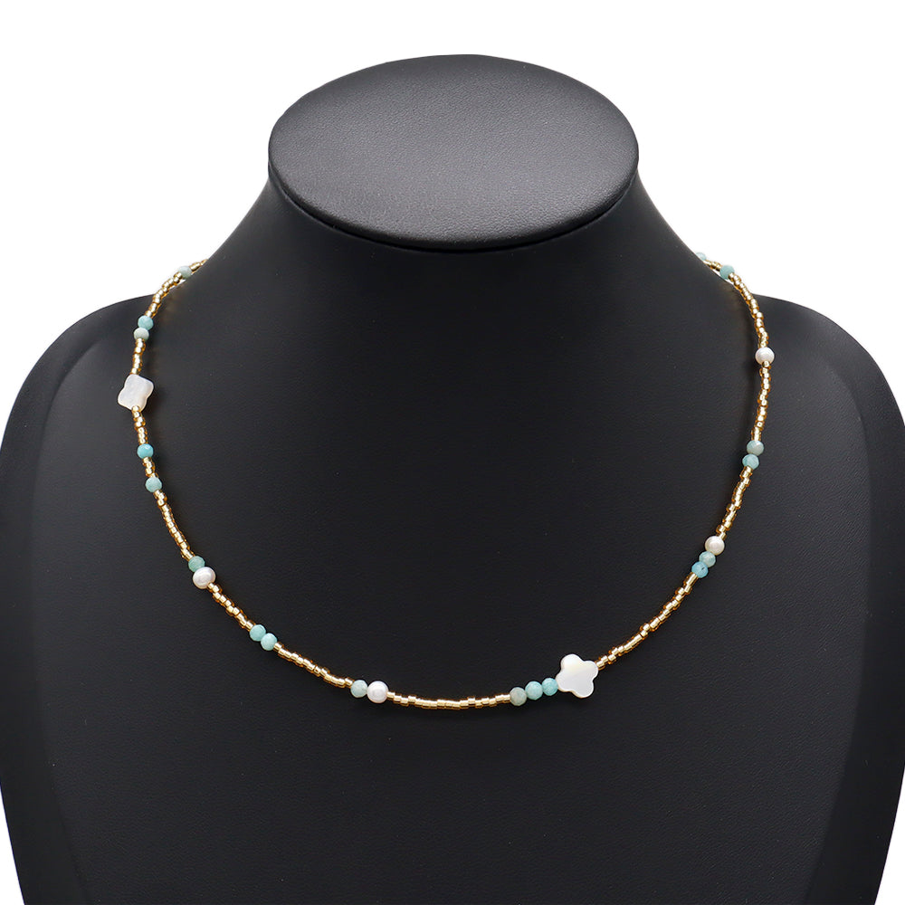 Handmade Customizable Miyuki Beads Necklace With Natural Stone Beads Fresh Water Pearl Shell Charm