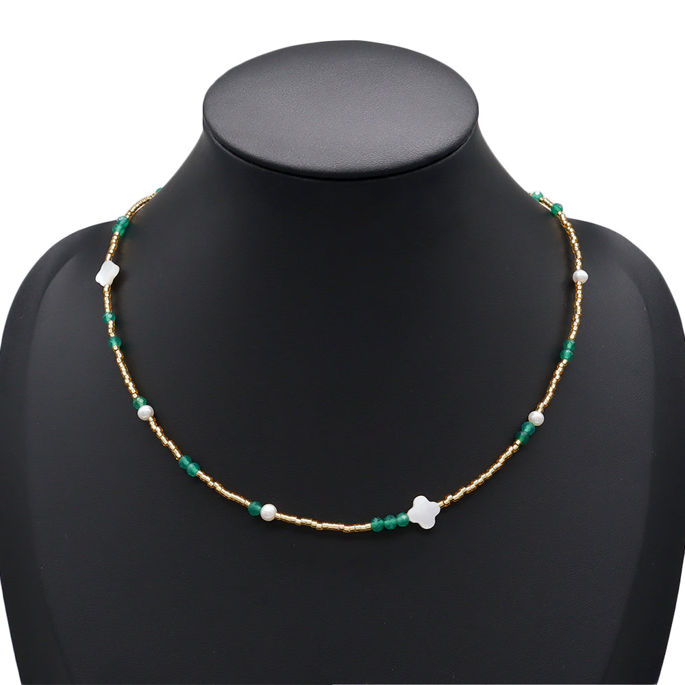 Handmade Customizable Miyuki Beads Necklace With Natural Stone Beads Fresh Water Pearl Shell Charm