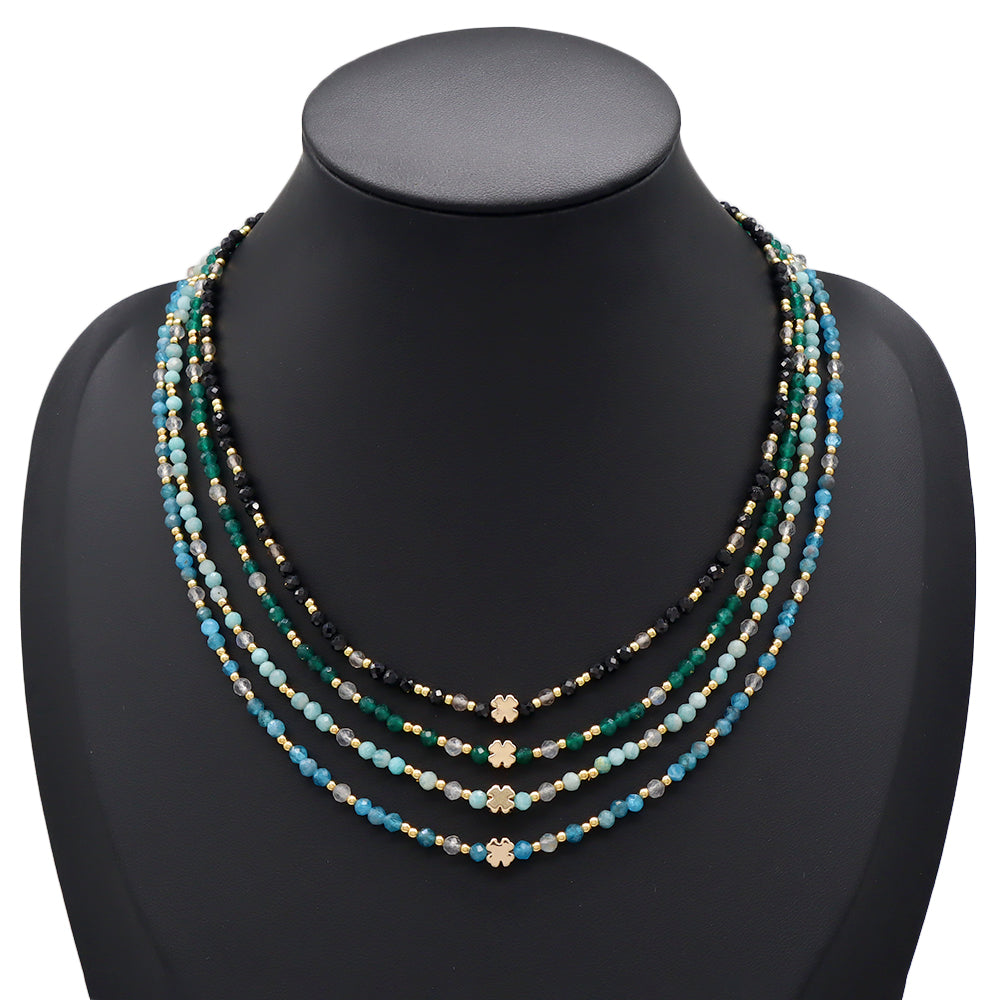 Handmade Customizable Blue Natural Stone Beads Necklace