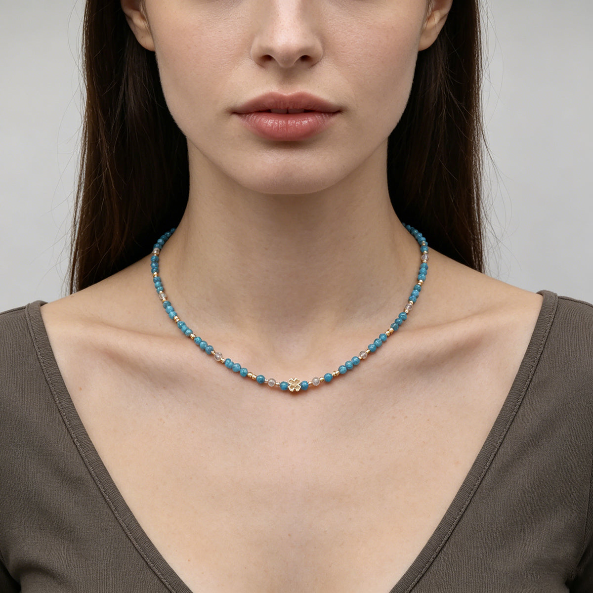 Handmade Customizable Blue Natural Stone Beads Necklace