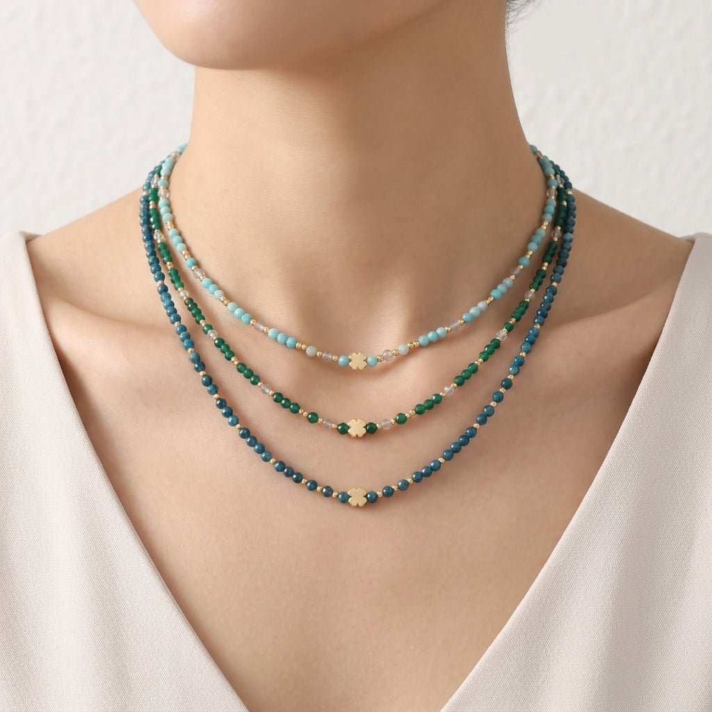 Handmade Customizable Blue Natural Stone Beads Necklace