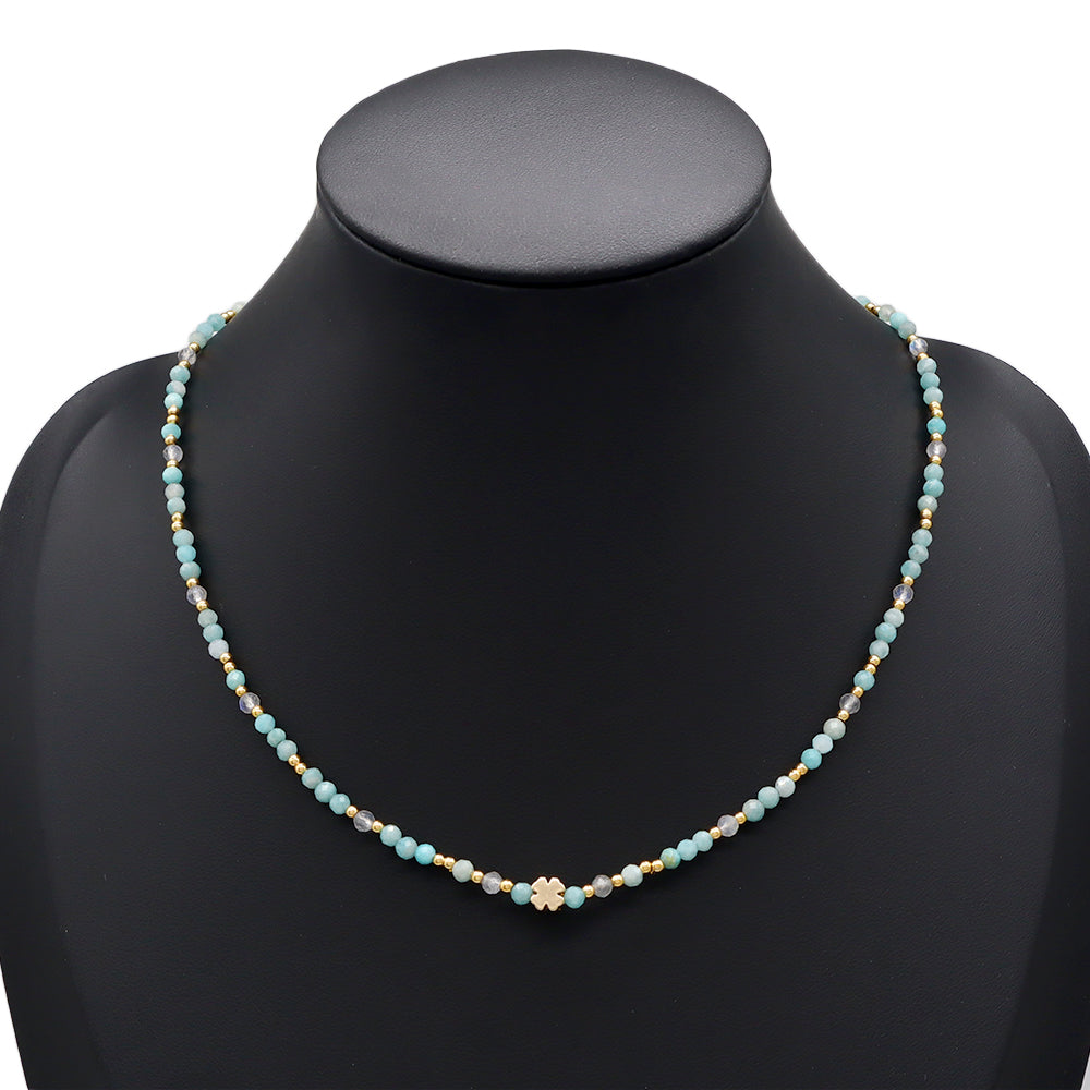 Handmade Customizable Blue Natural Stone Beads Necklace