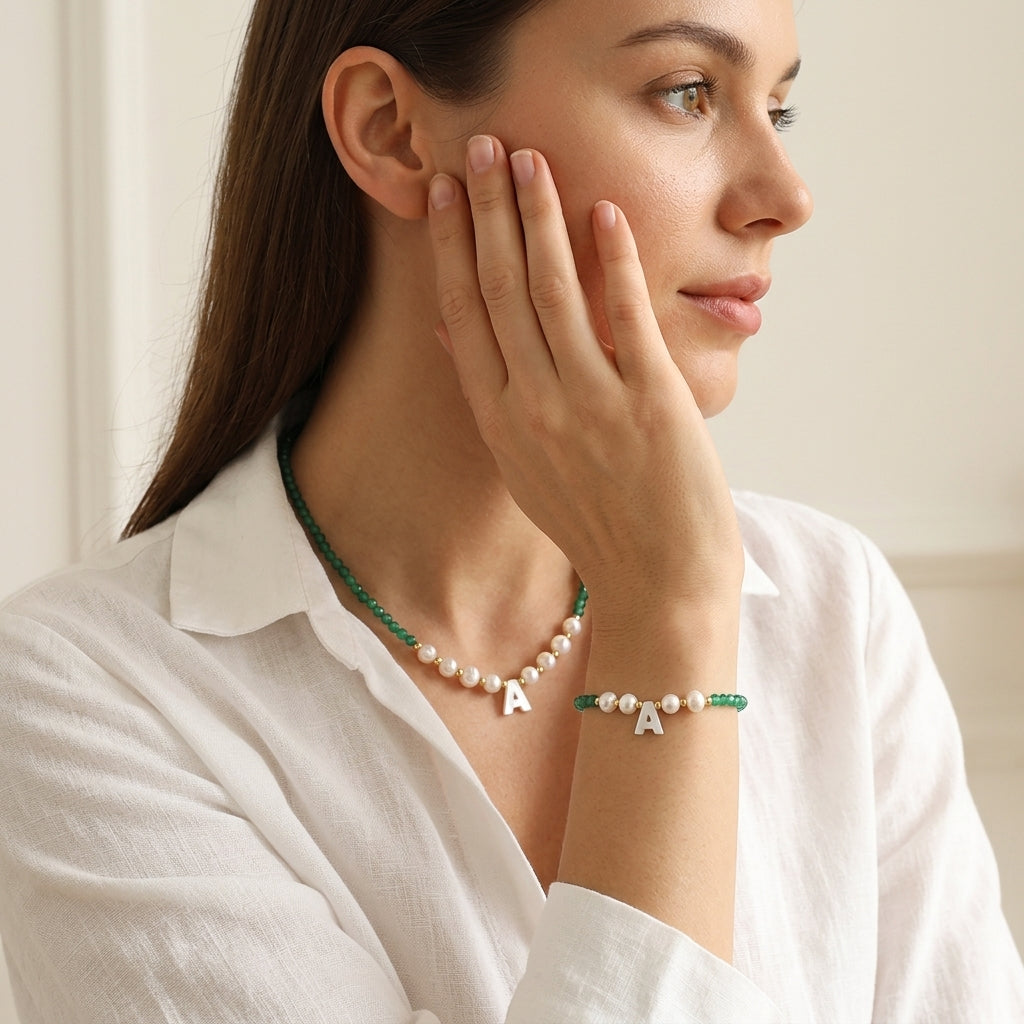 Handmade Customizable Natural Stone Beads Necklace With Fresh Water Pearl