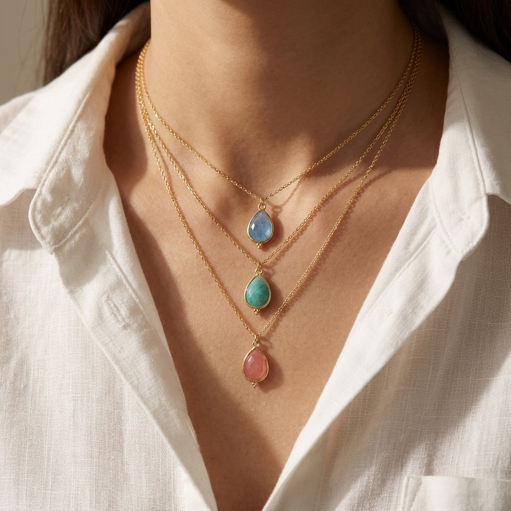 Handmade Customizable Natural Stone Pendant Necklace