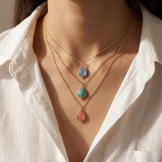 Handmade Customizable Natural Stone Pendant Necklace