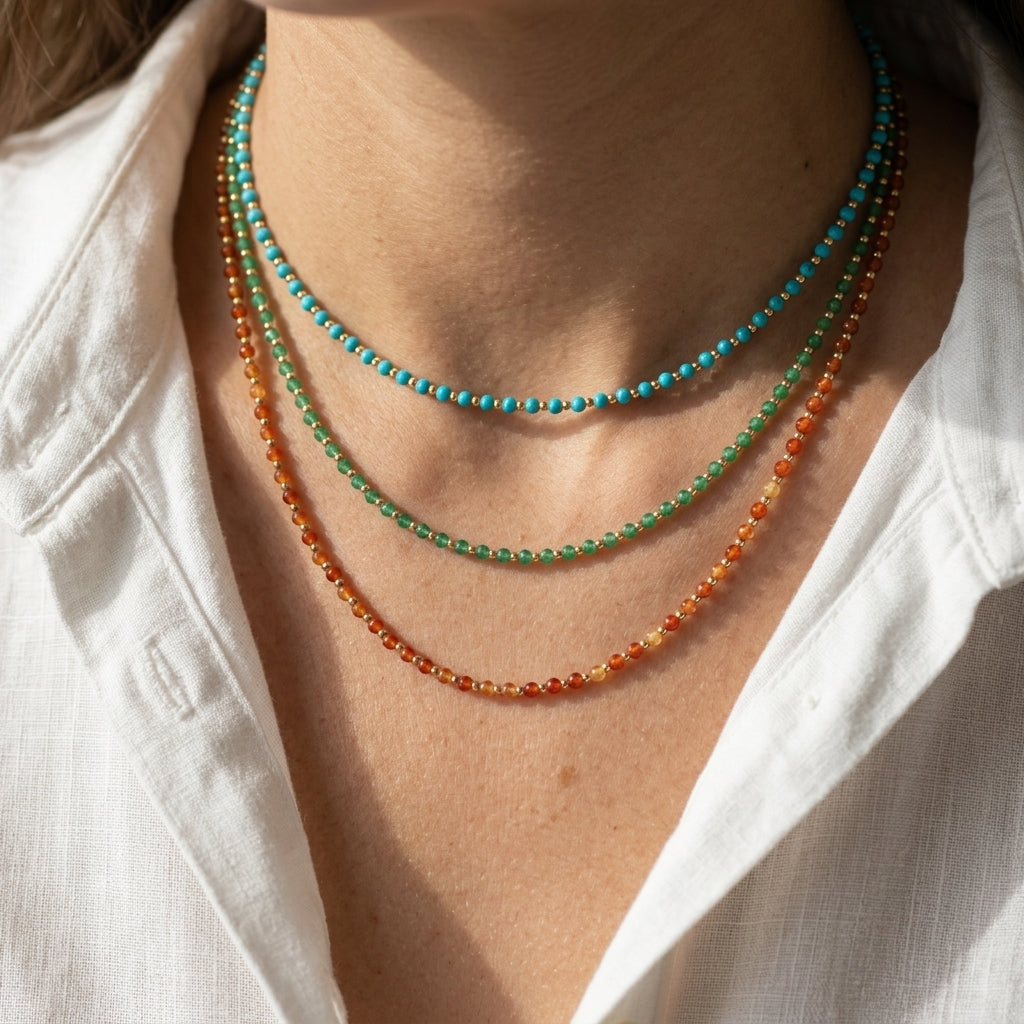 Handmade Customizable Natural Stone Beads Necklace