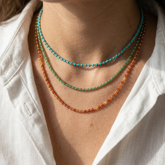 Handmade Customizable Natural Stone Beads Necklace