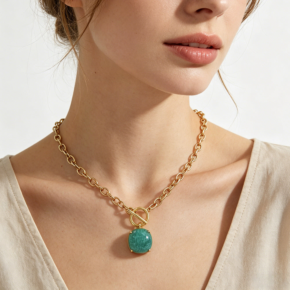 Handmade Customizable Natural Stone Pendant Necklace (with chain)