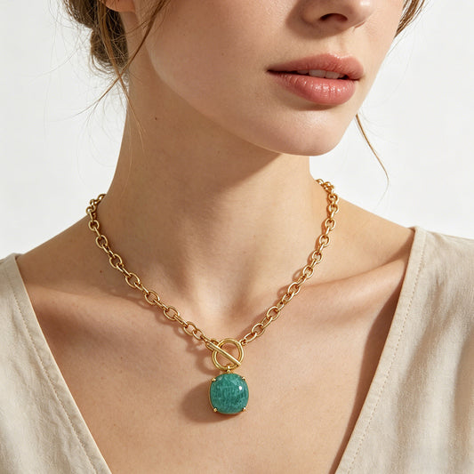 Handmade Customizable Natural Stone Pendant Necklace (with chain)