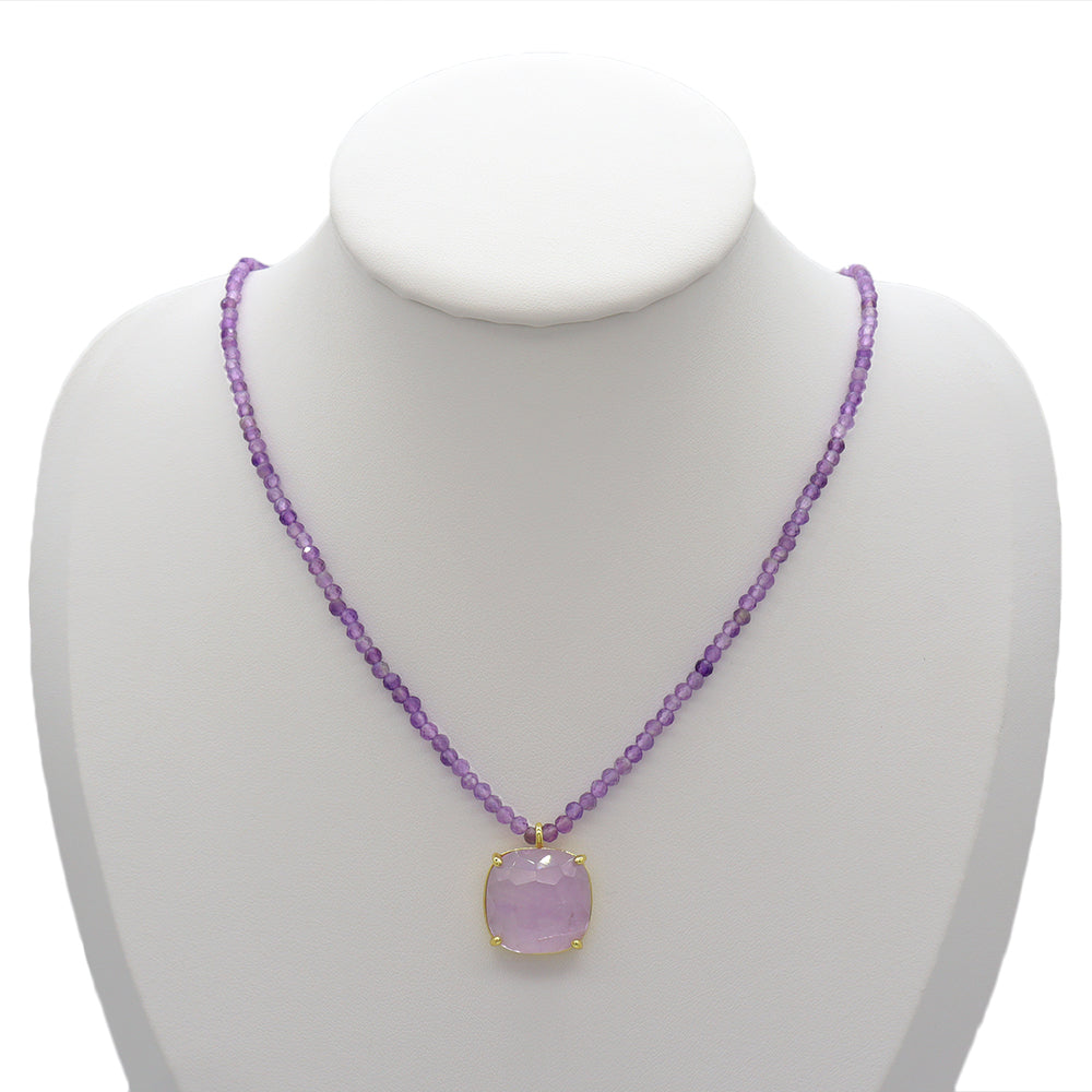 Handmade Customizable Natural Stone Beads Necklace With Natural Stone Pendant