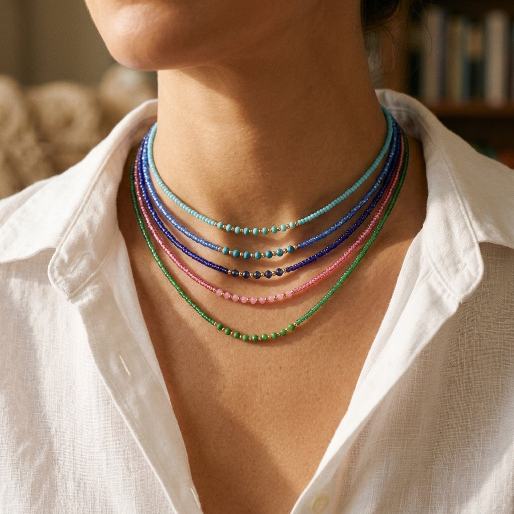 Handmade Customizable Miyuki Beads Necklace With Glass Crystal Beads