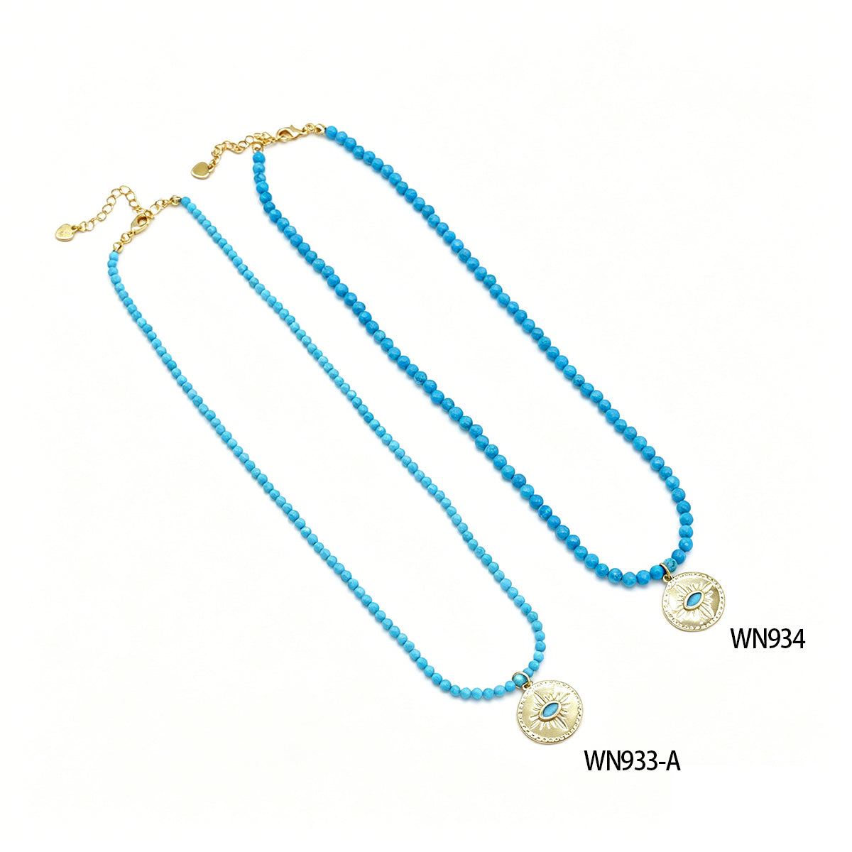 Handmade Customizable Natural Stone Beads Necklace With Brass Pendant