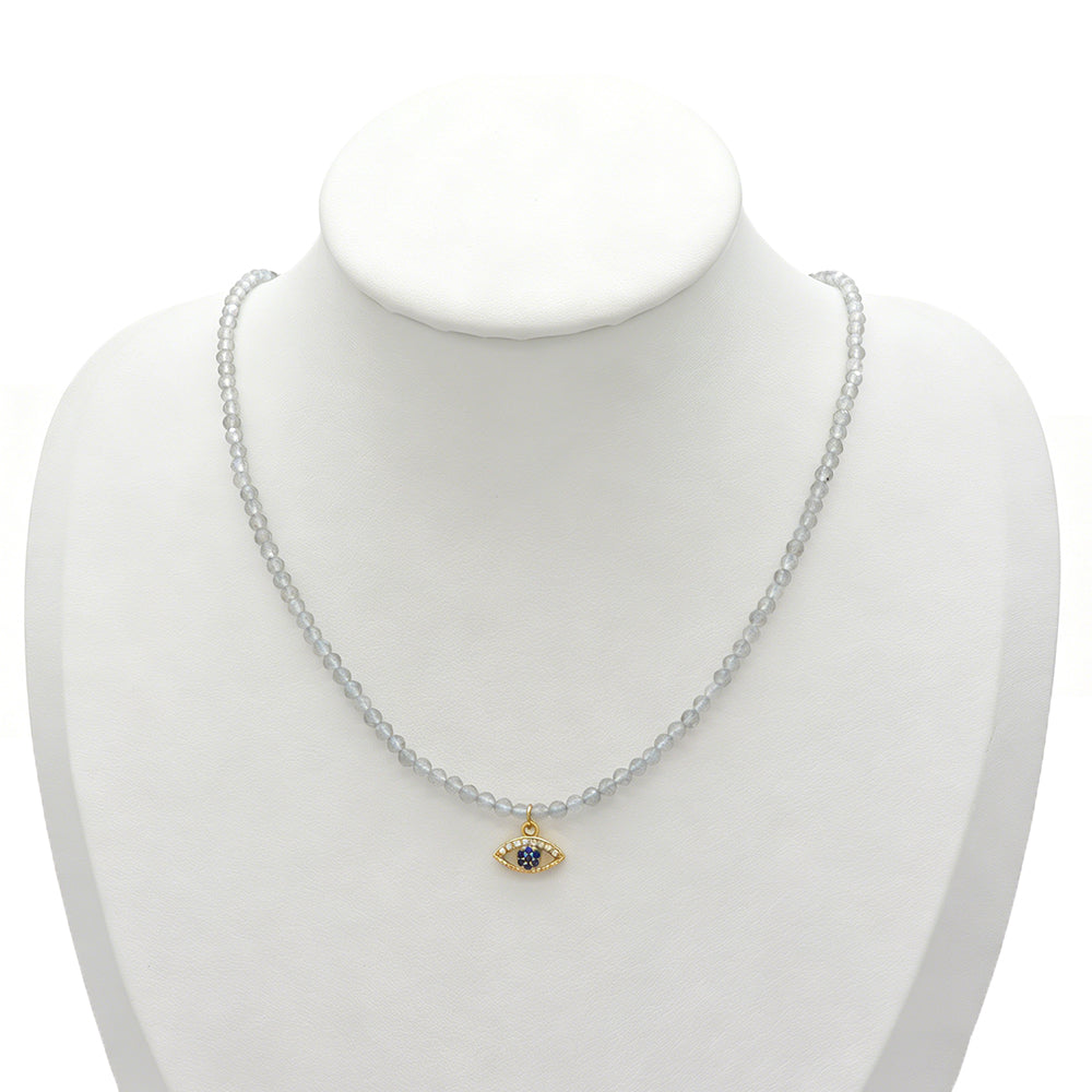 Handmade Customizable Natural Stone Beads Necklace With Brass Pendant