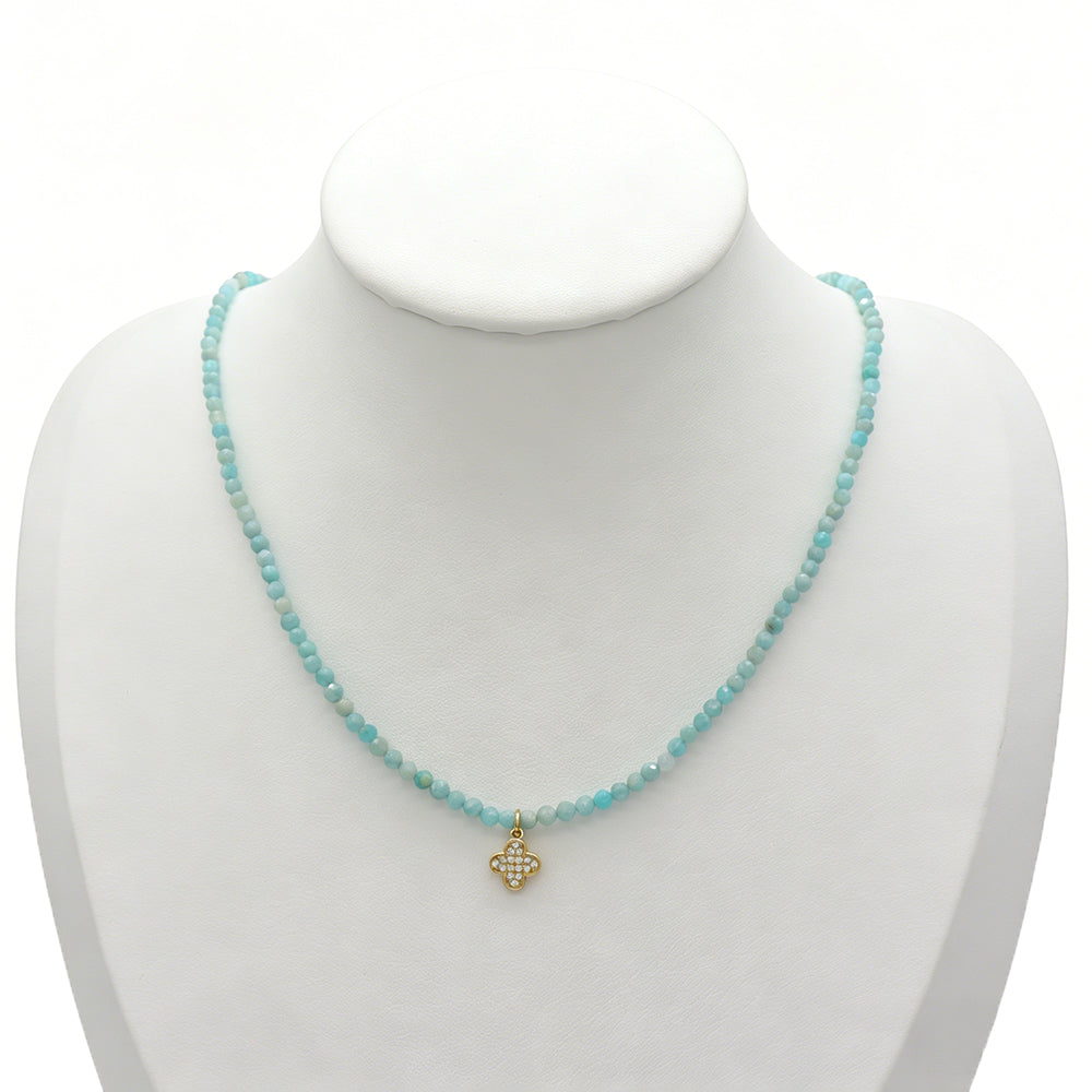 Handmade Customizable Natural Stone Beads Necklace With Brass Pendant
