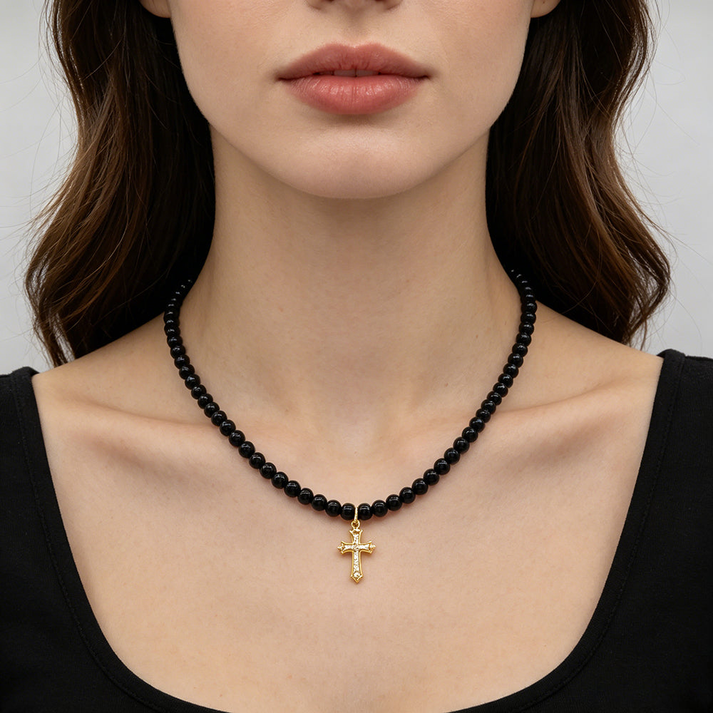 Handmade Customizable Natural Stone Beads Necklace With Brass Pendant