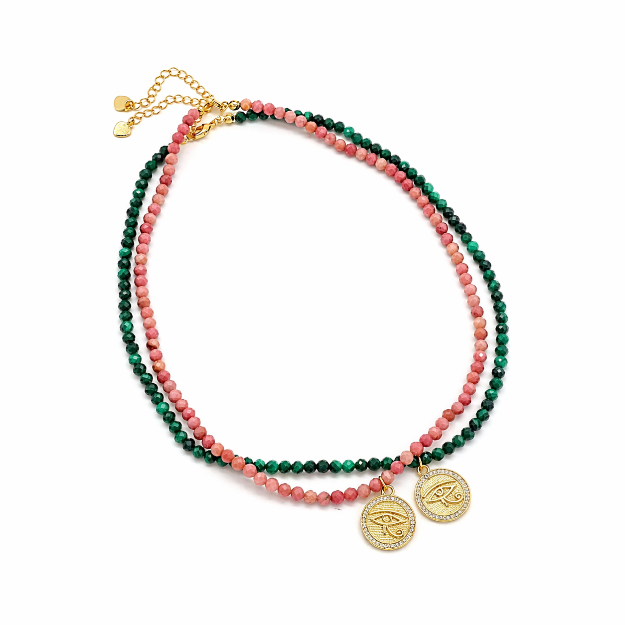 Handmade Customizable Natural Stone Beads Necklace With Brass Pendant