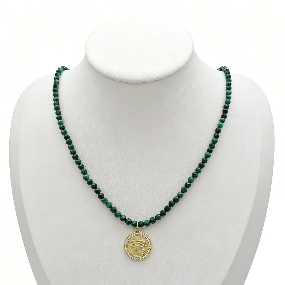 Handmade Customizable Natural Stone Beads Necklace With Brass Pendant