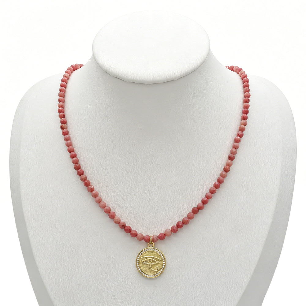 Handmade Customizable Natural Stone Beads Necklace With Brass Pendant