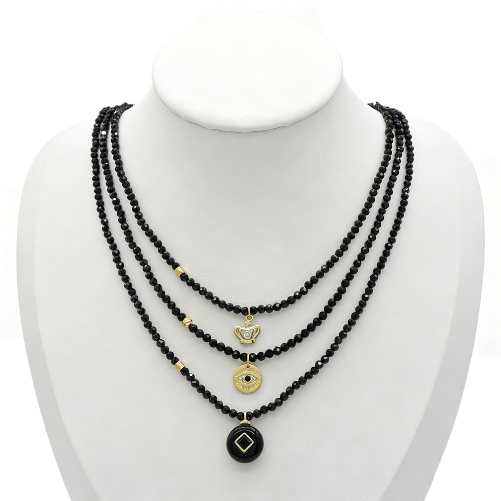 Handmade Customizable Natural Stone Beads Necklace With Brass Pendant