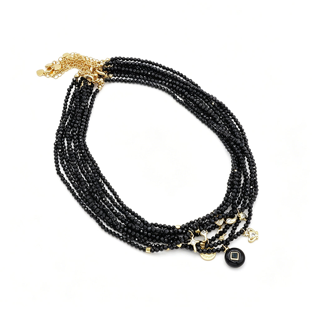 Handmade Customizable Natural Stone Beads Necklace With Brass Pendant