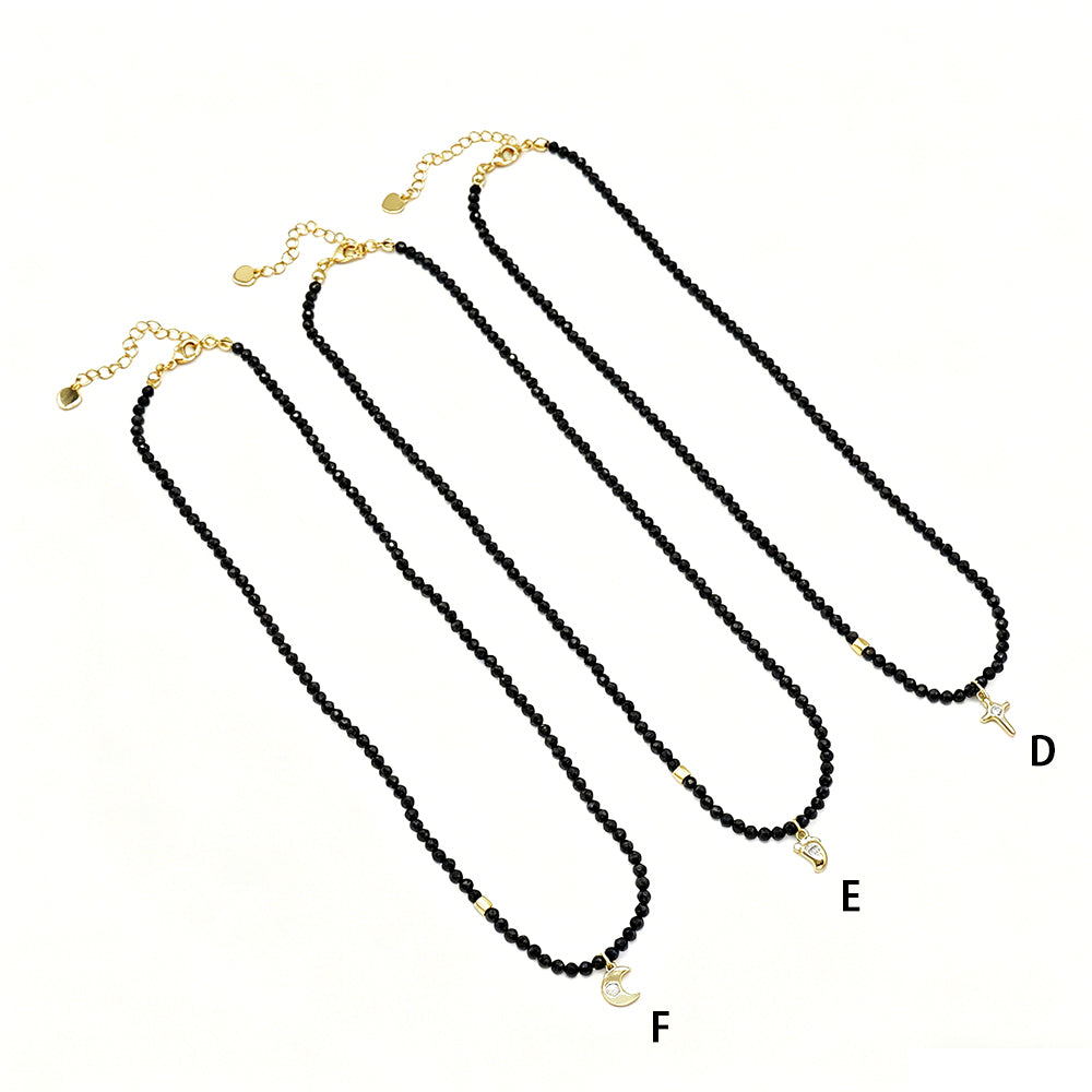 Handmade Customizable Natural Stone Beads Necklace With Brass Pendant