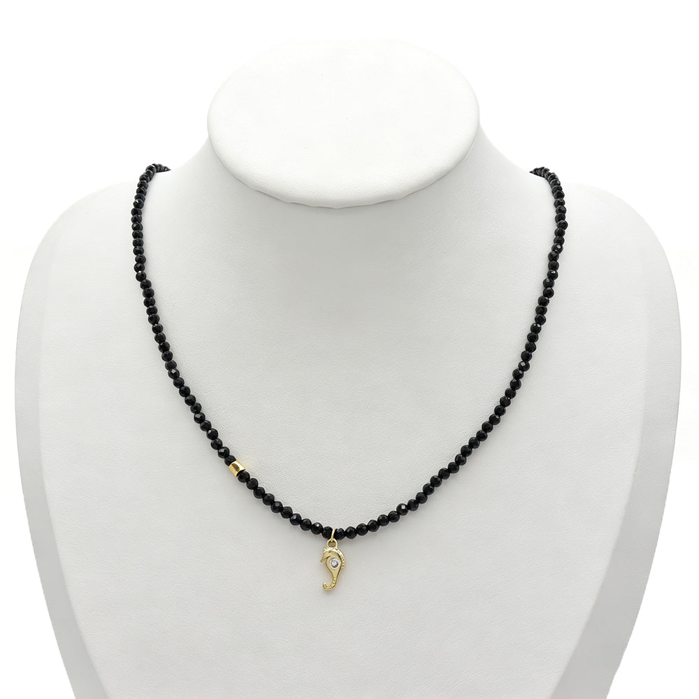 Handmade Customizable Natural Stone Beads Necklace With Brass Pendant