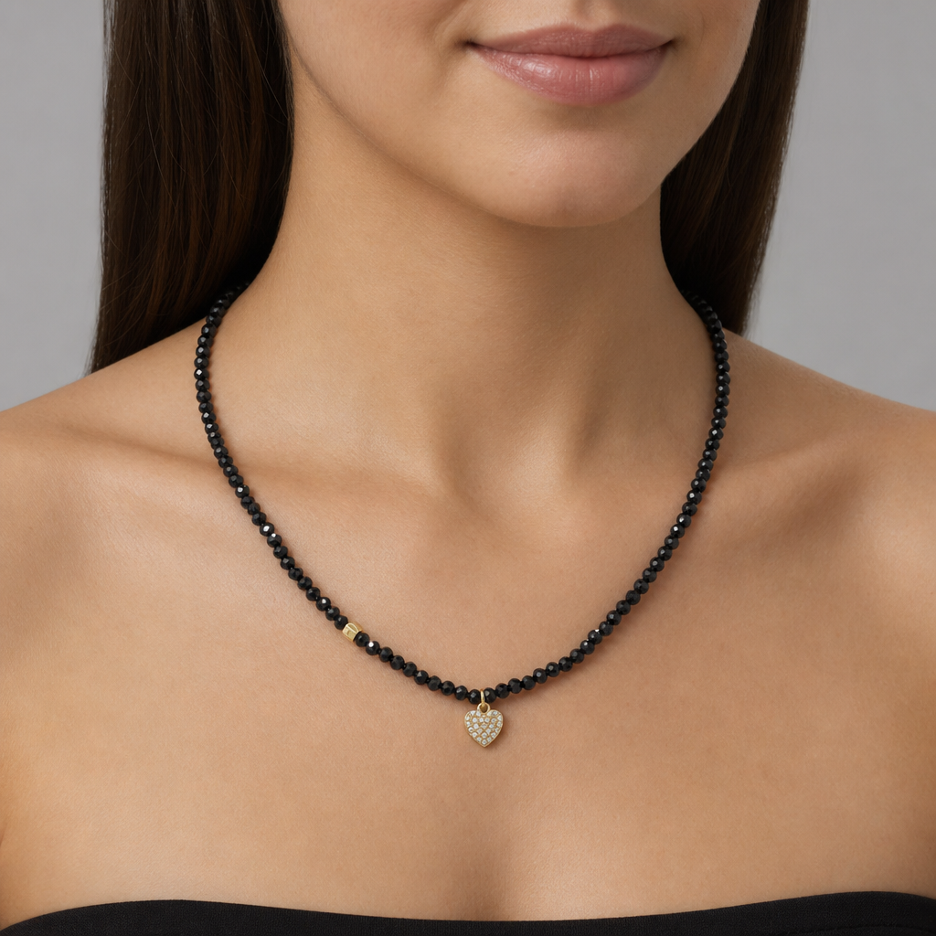 Handmade Customizable Natural Stone Beads Necklace With Brass Pendant