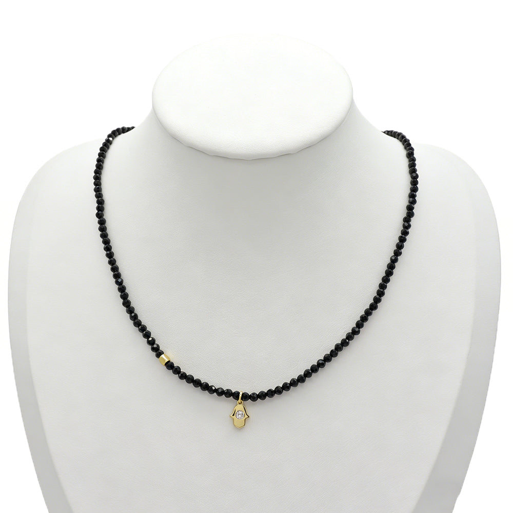 Handmade Customizable Natural Stone Beads Necklace With Brass Pendant