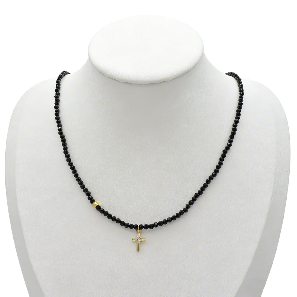 Handmade Customizable Natural Stone Beads Necklace With Brass Pendant