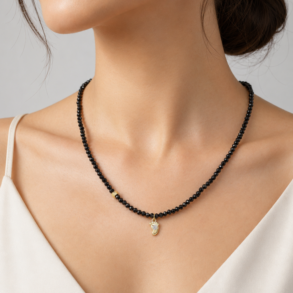 Handmade Customizable Natural Stone Beads Necklace With Brass Pendant