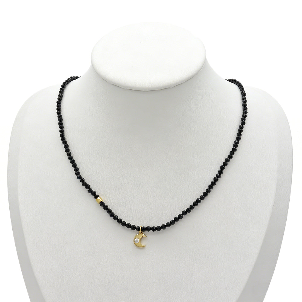 Handmade Customizable Natural Stone Beads Necklace With Brass Pendant