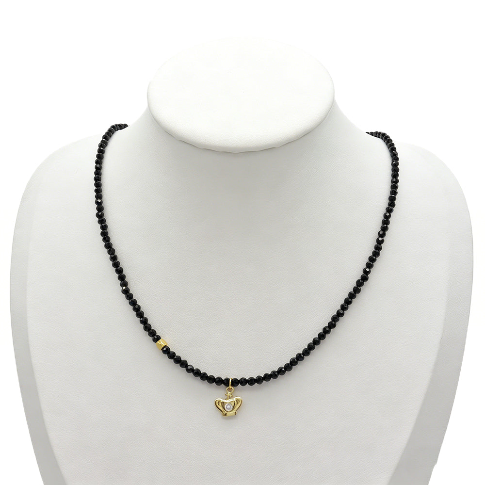 Handmade Customizable Natural Stone Beads Necklace With Brass Pendant