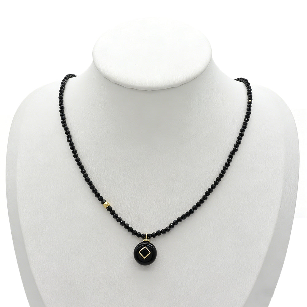 Handmade Customizable Natural Stone Beads Necklace With Brass Pendant