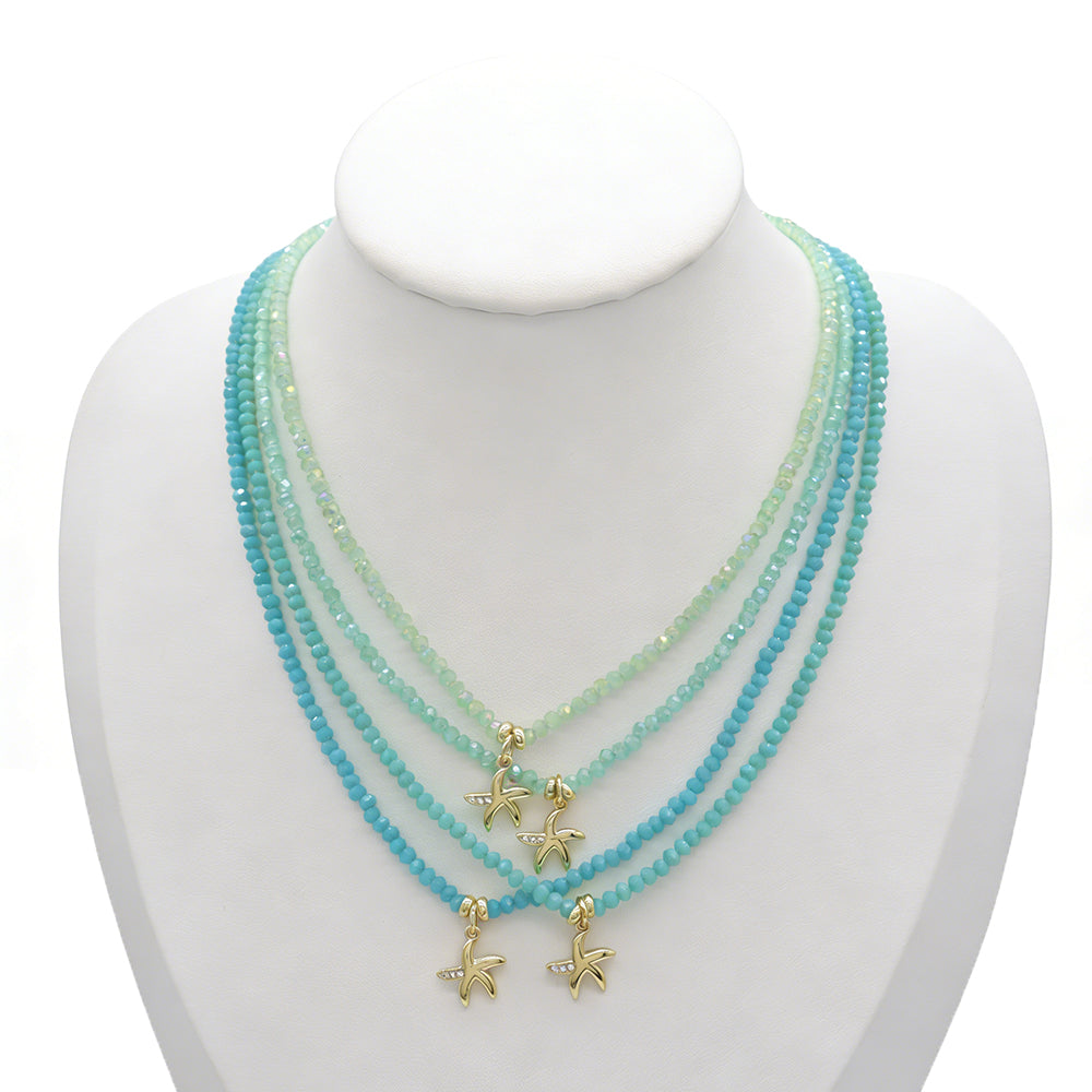 Handmade Customizable Glass Crystal Necklace With Brass Pendant