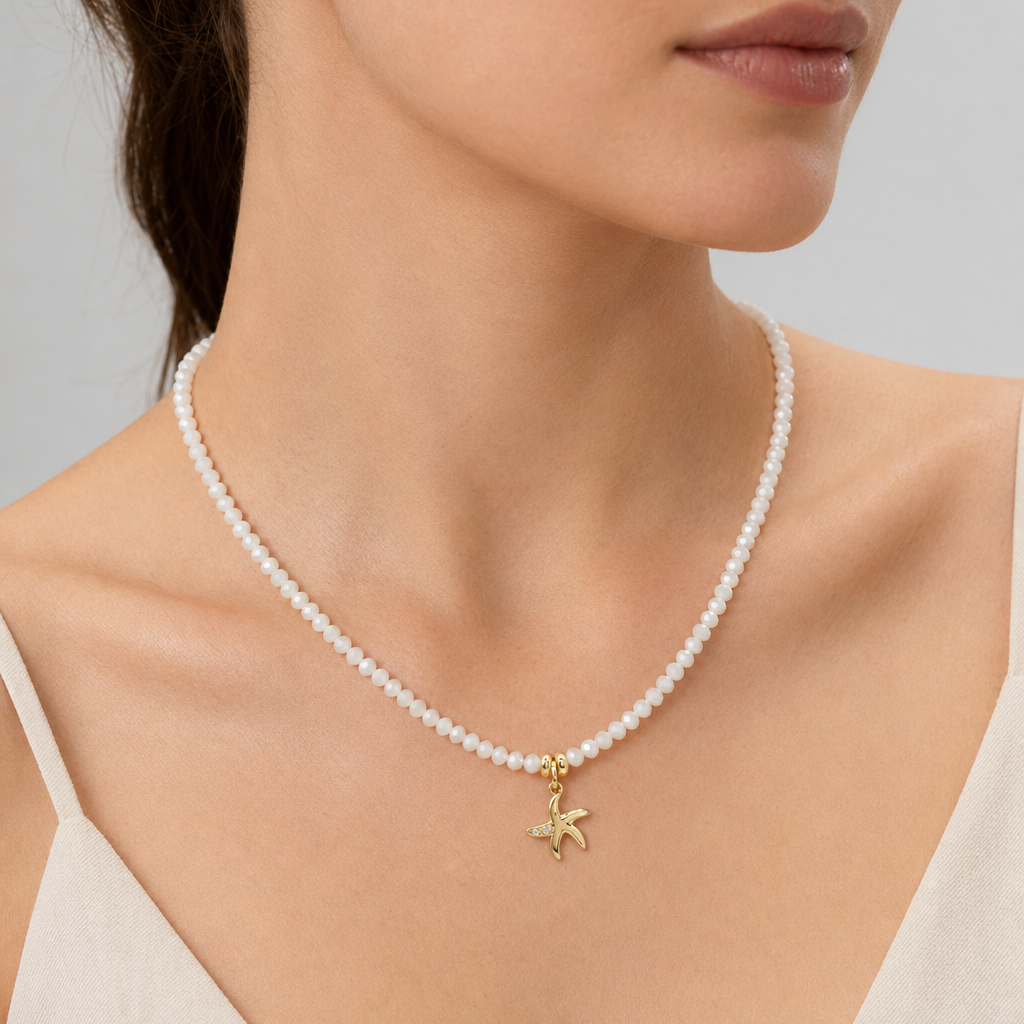 Handmade Customizable Glass Crystal Necklace With Brass Pendant