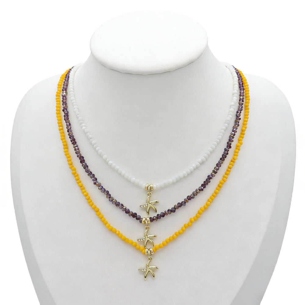 Handmade Customizable Glass Crystal Necklace With Brass Pendant