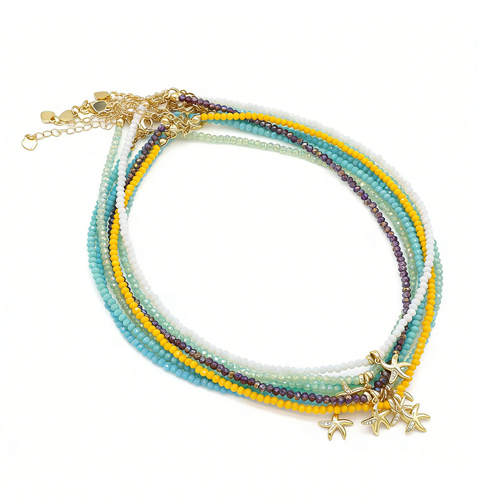 Handmade Customizable Glass Crystal Necklace With Brass Pendant