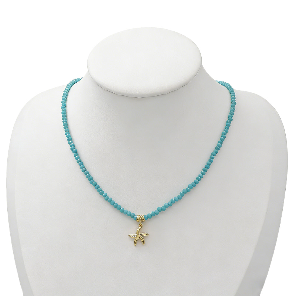 Handmade Customizable Glass Crystal Necklace With Brass Pendant
